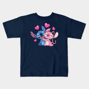 Stitch & Angel Valentines Kids T-Shirt